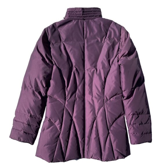 Designer plum puffer jacket coat with detachable genuine fox fur collar small - Picture 5 of 9